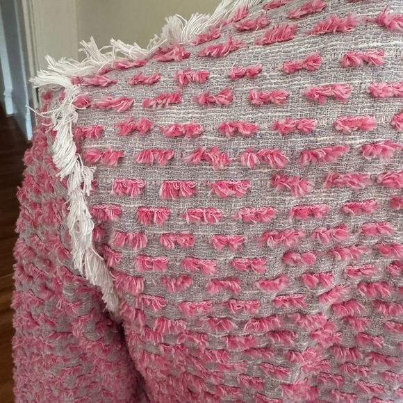 Hunter Bell Coco Jacket (Sz 6) Pink Tweed Striped Open Fringe - Picture 3 of 4